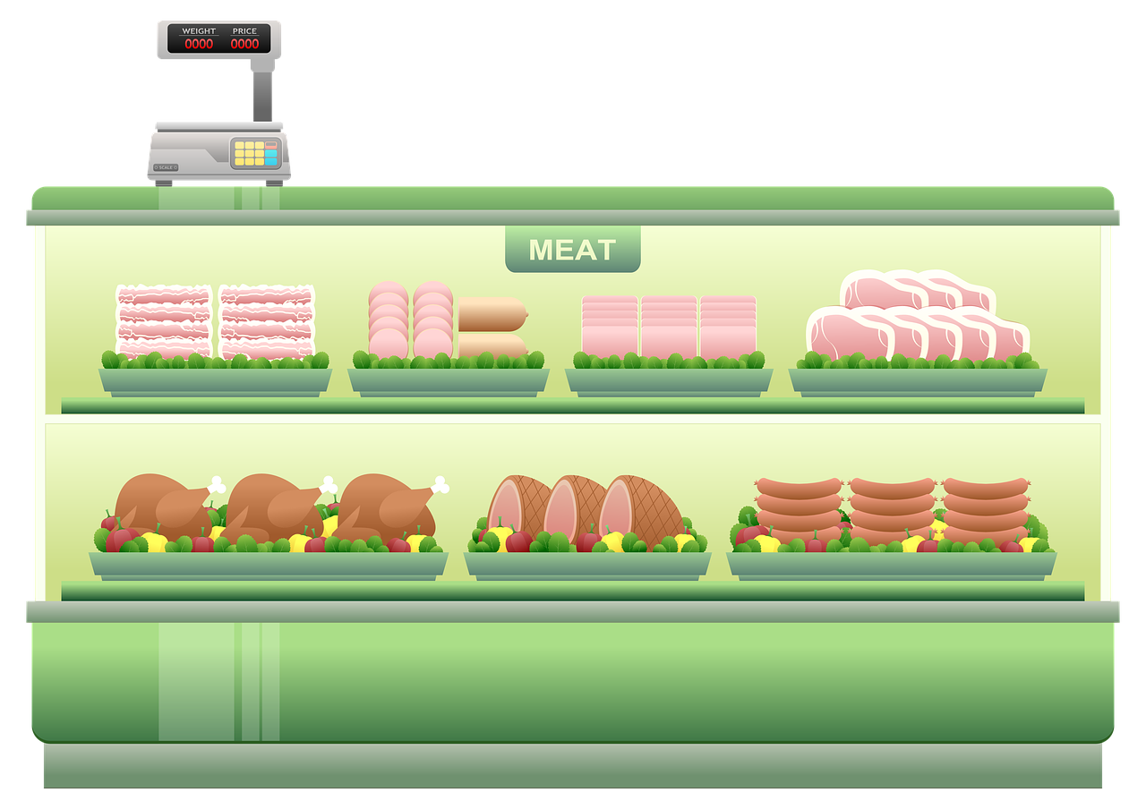 meat counter supermarket shelf meats free photo