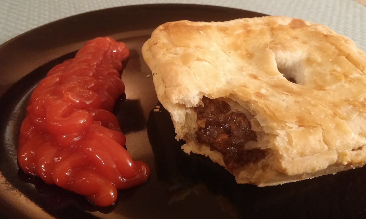 meat pie ketchup food free photo