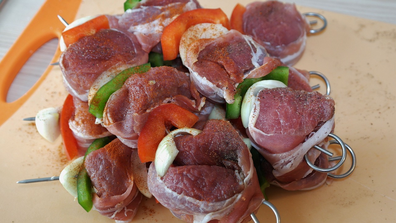 meat skewer fillet pig free photo
