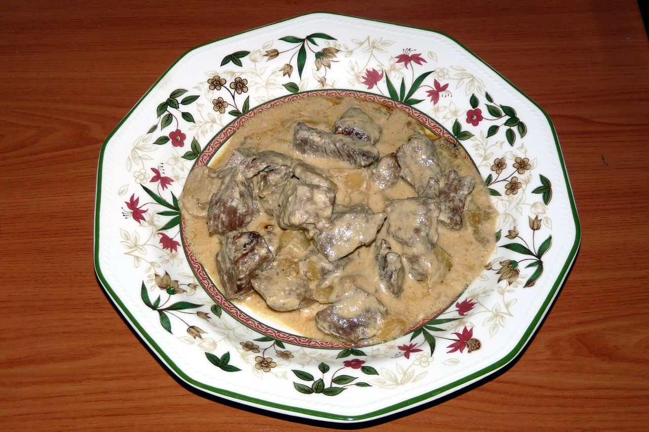 meat with cream stew meat veal in cream sauce free photo