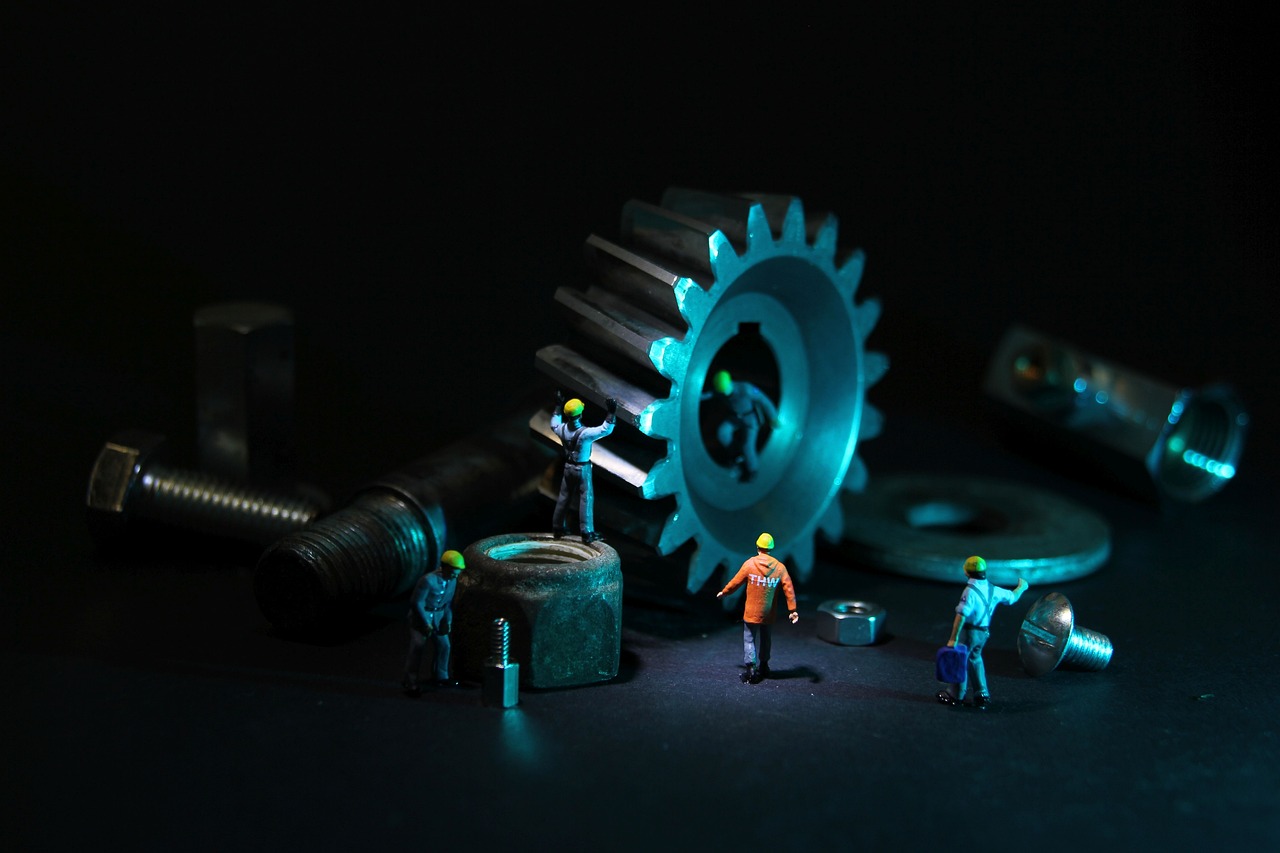 mechanical engineering gear miniature figures free photo