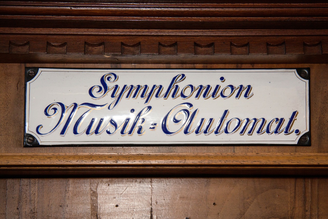 mechanical musical instruments symphoniun enamel sign free photo