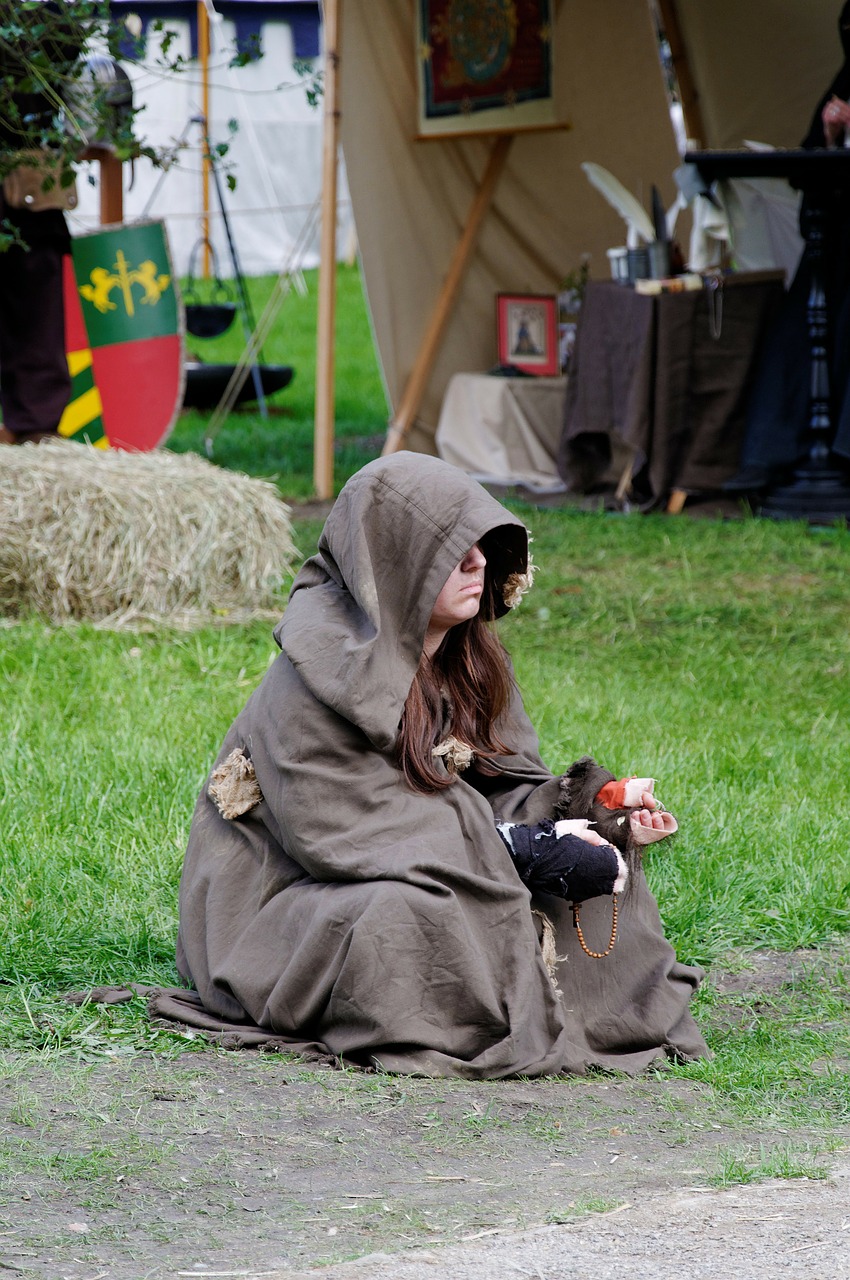 medieval market beggars sit free photo