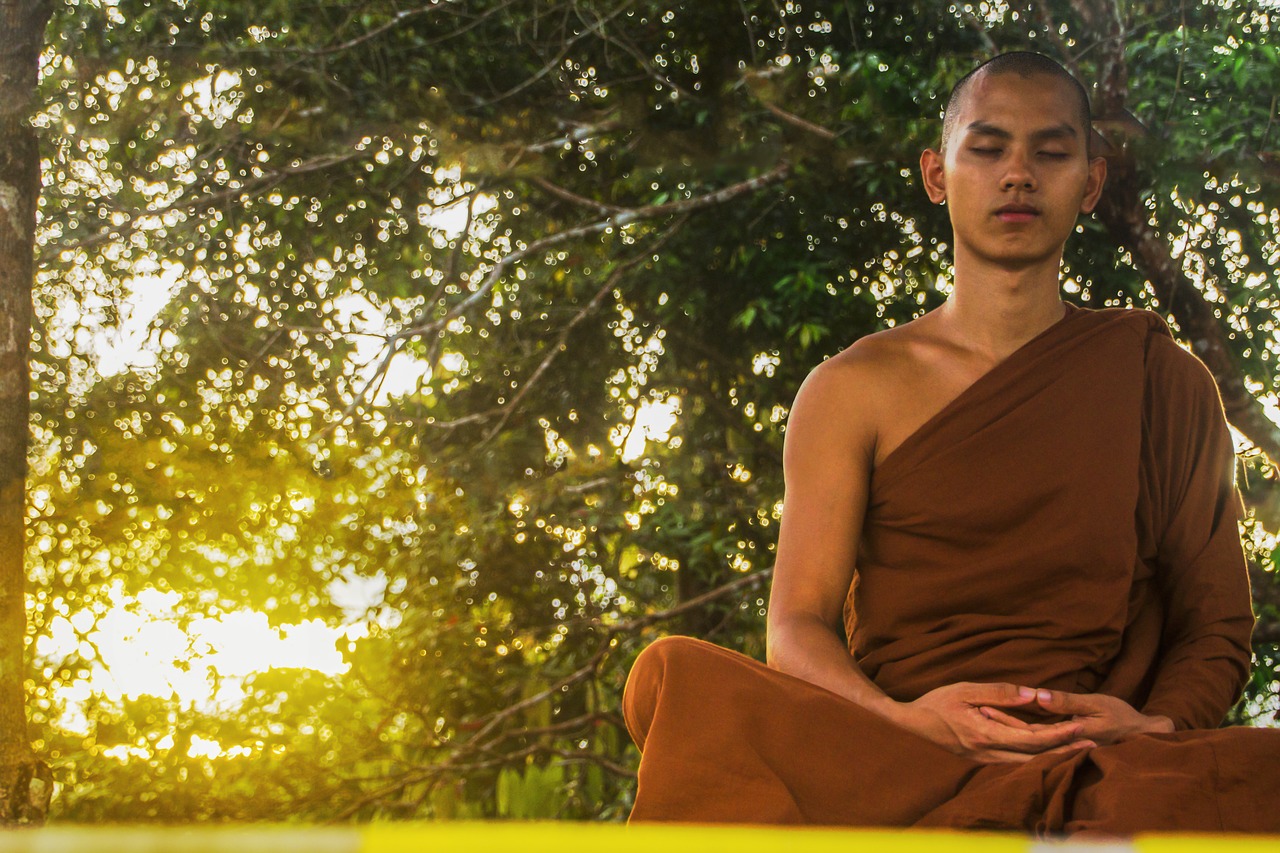 meditate theravada buddhism monk free photo