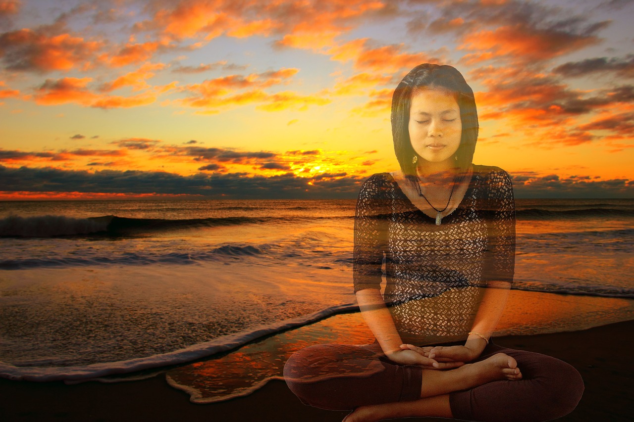meditating sunset meditation free photo