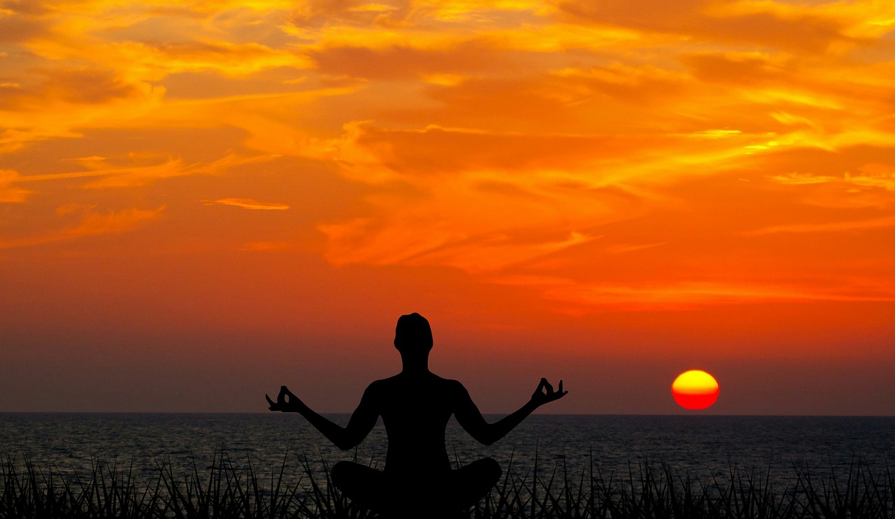 meditating  sunset  meditation free photo