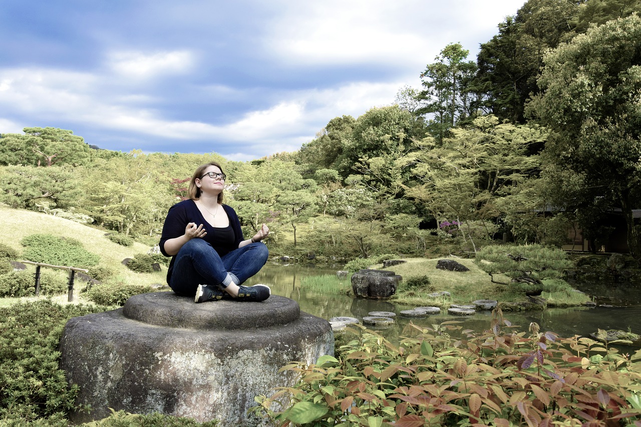 meditation japanese garden sky free photo