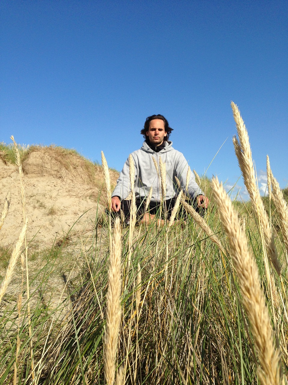 meditation beach dunes free photo