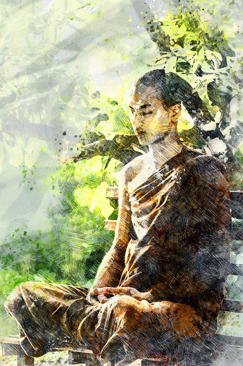 meditation  monk meditating  theravada buddhism free photo