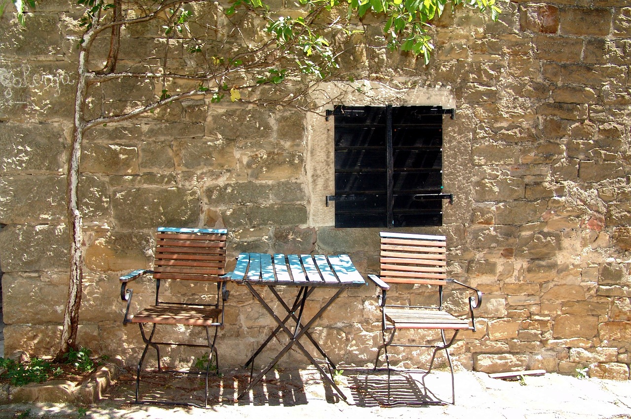 mediterranean rest wood chairs free photo