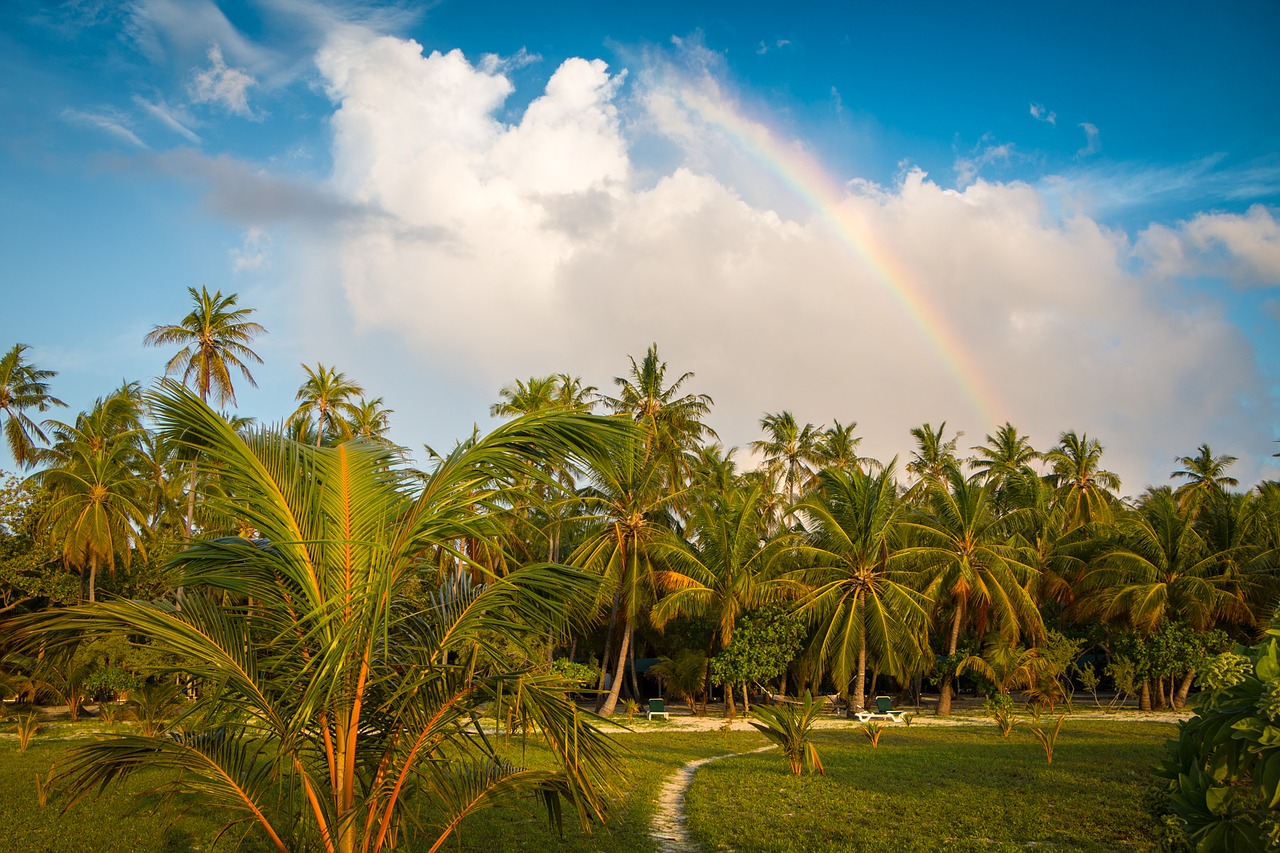 meeru island rainbow maldives free photo