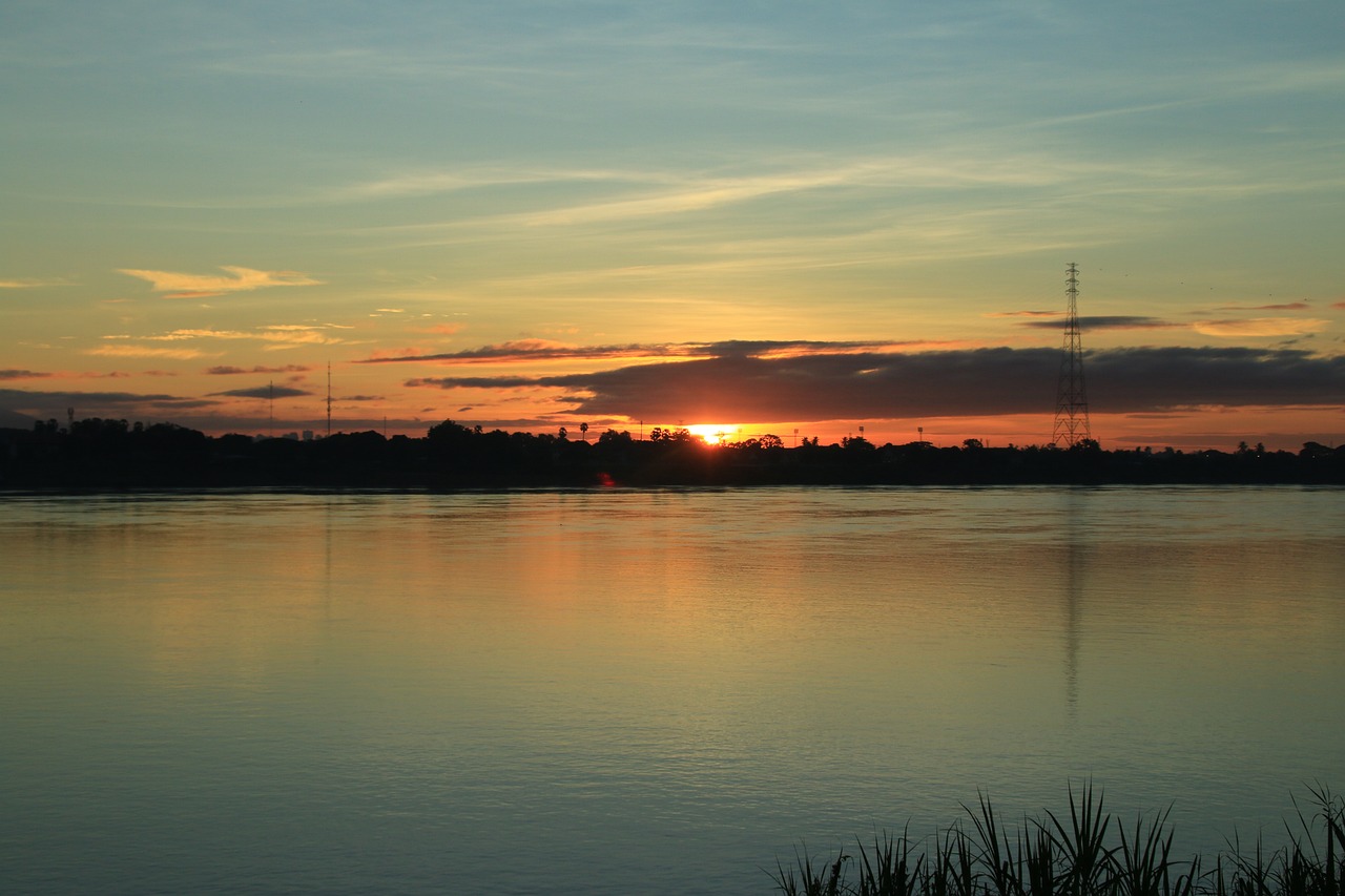 mekong river sun rise the sun free photo