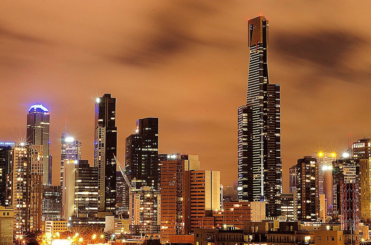 melbourne night landmark free photo