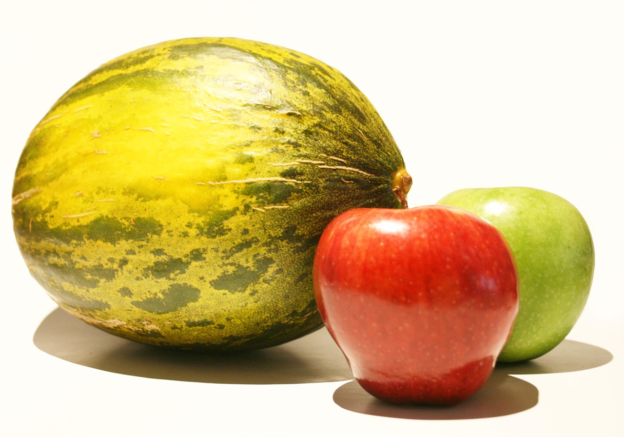 melon apple fruits free photo
