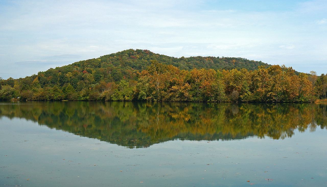 melton lake fall reflection clinch river tennessee free photo