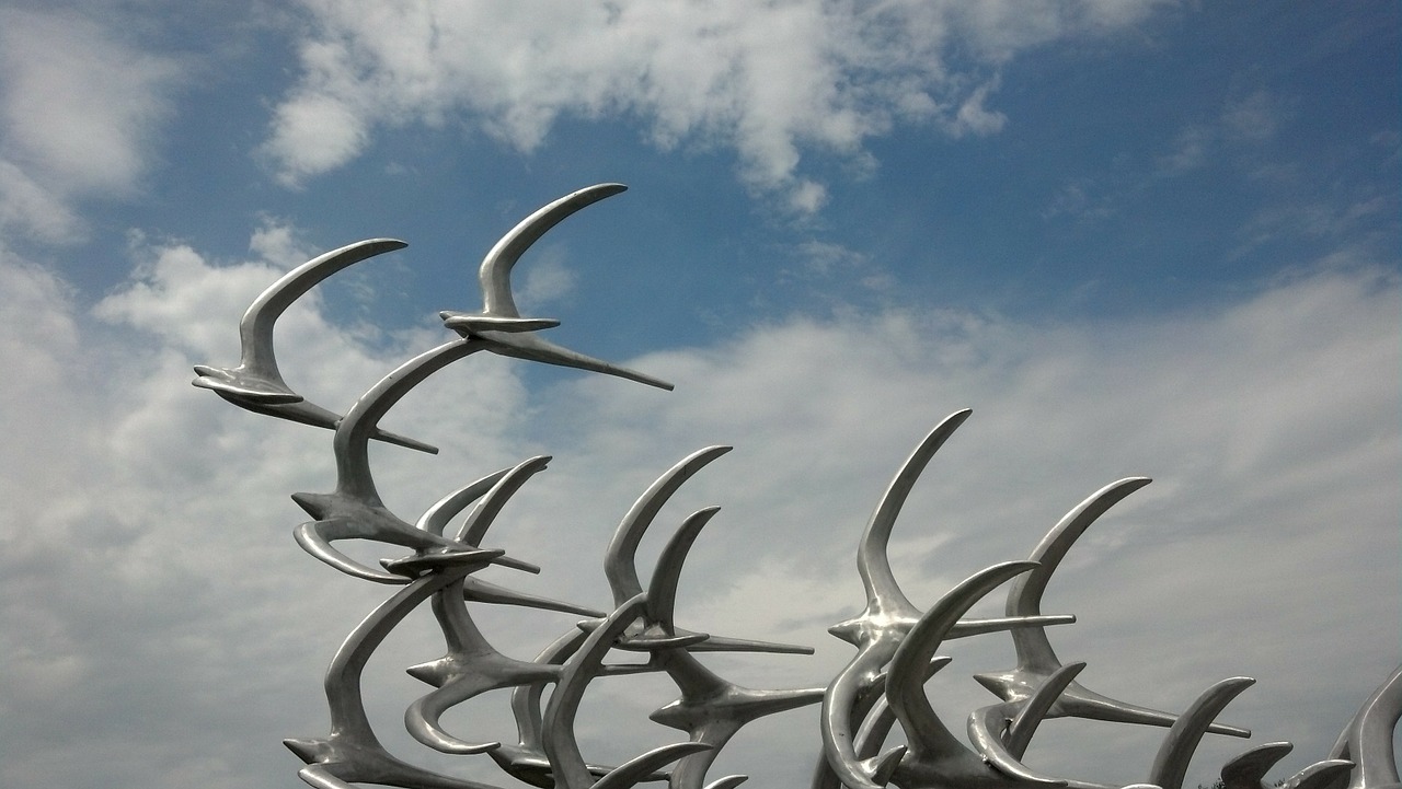 memorial birds in flight sculpture free photo