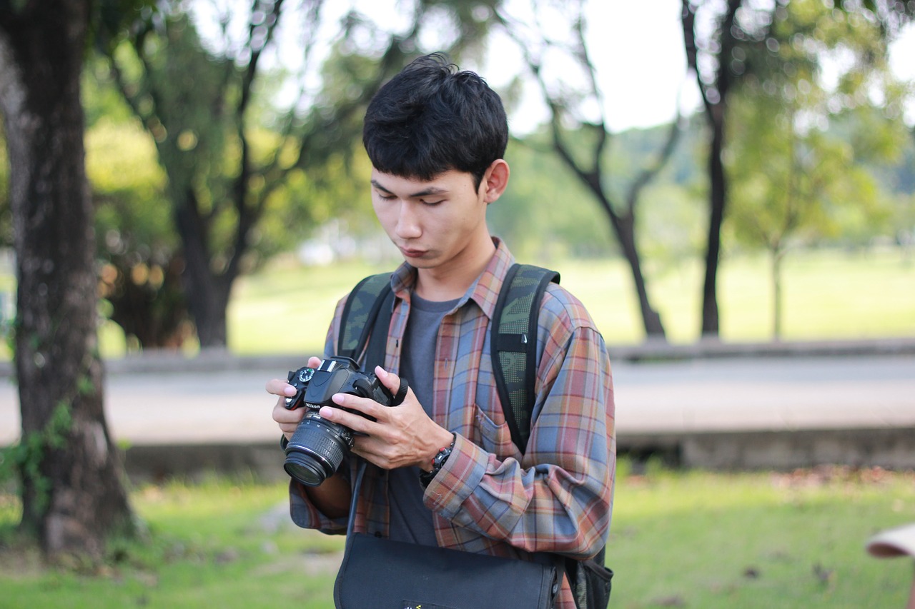 men the camera rain free photo