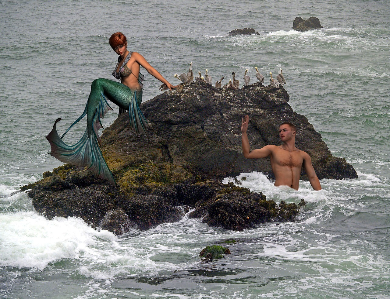 mermaid fantasy bird free photo