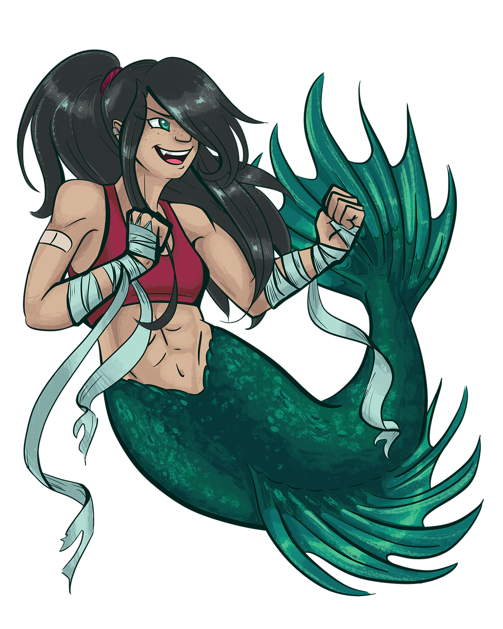 mermaid green fighter free photo