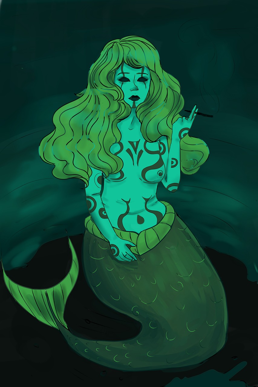 mermaid green tricolor free photo