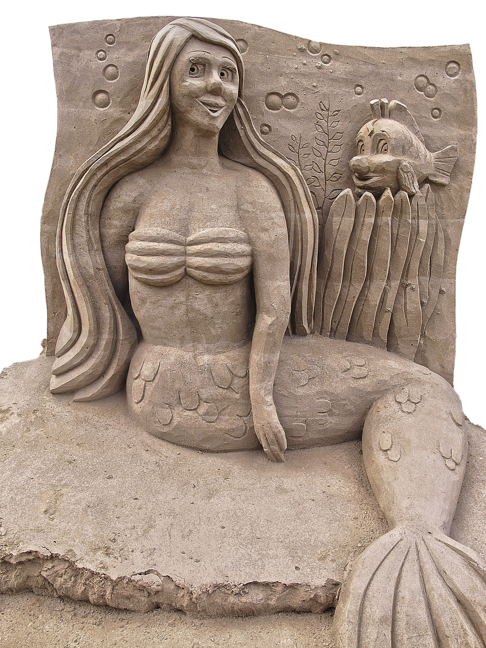 mermaid sand figure sculpture free photo