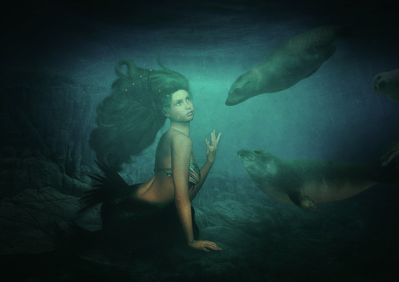 mermaid  crawl  underwater free photo