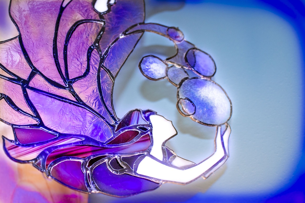 mermaid stained glass purple free photo