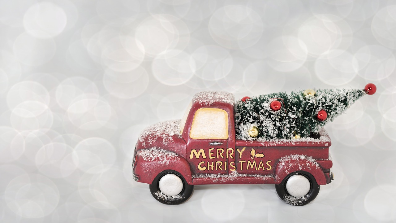 merry christmas red truck free photo