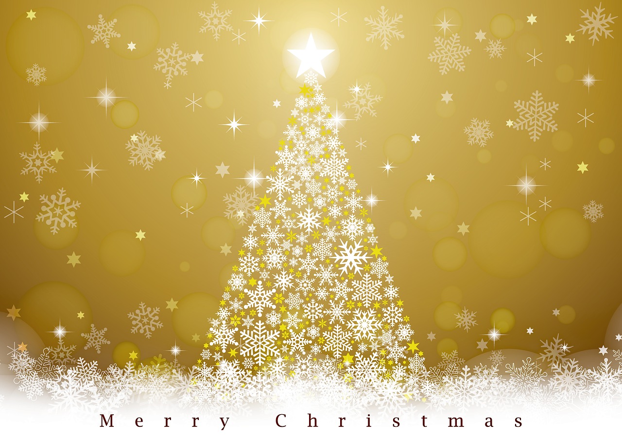 merry christmas  gold  christmas tree free photo