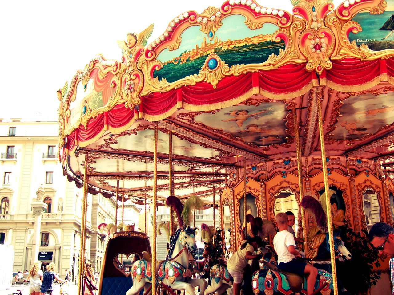 merry-go-round kids children free photo