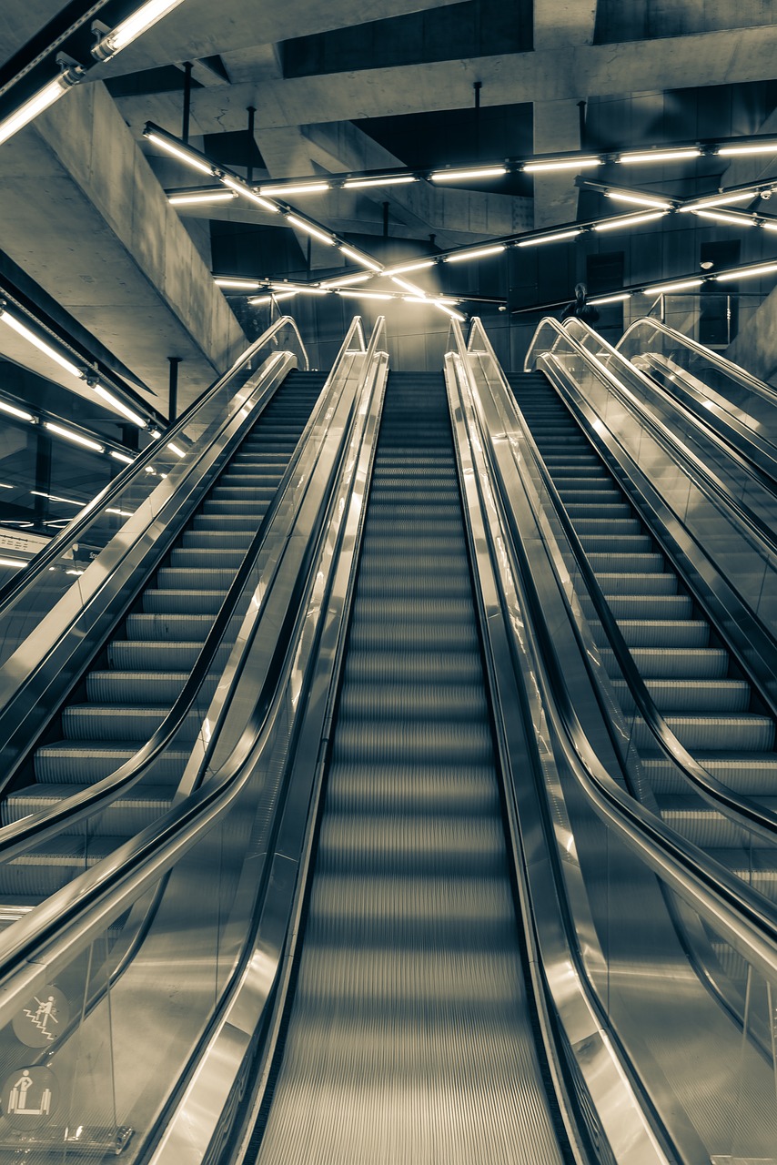 metro escalator lights free photo