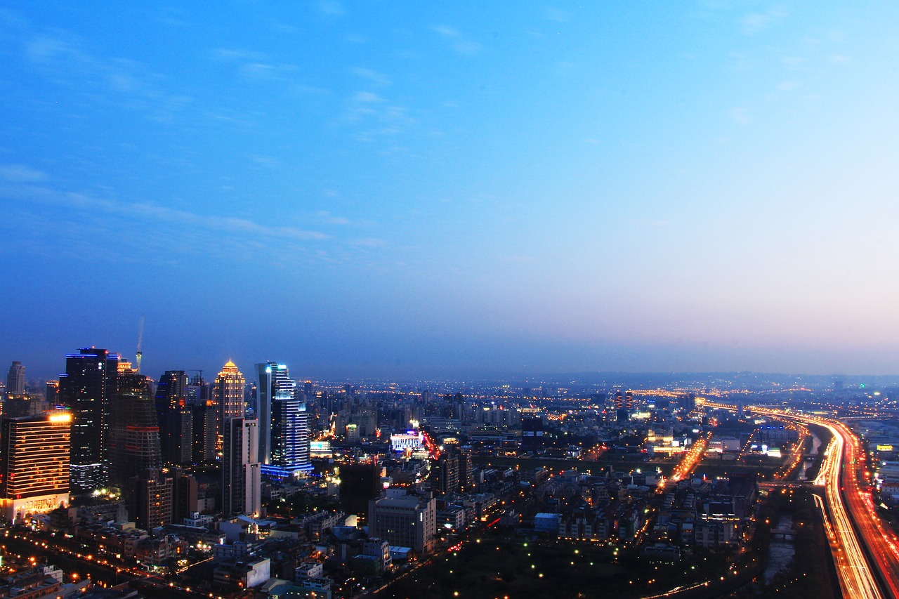 metropolitan taichung city dusk free photo