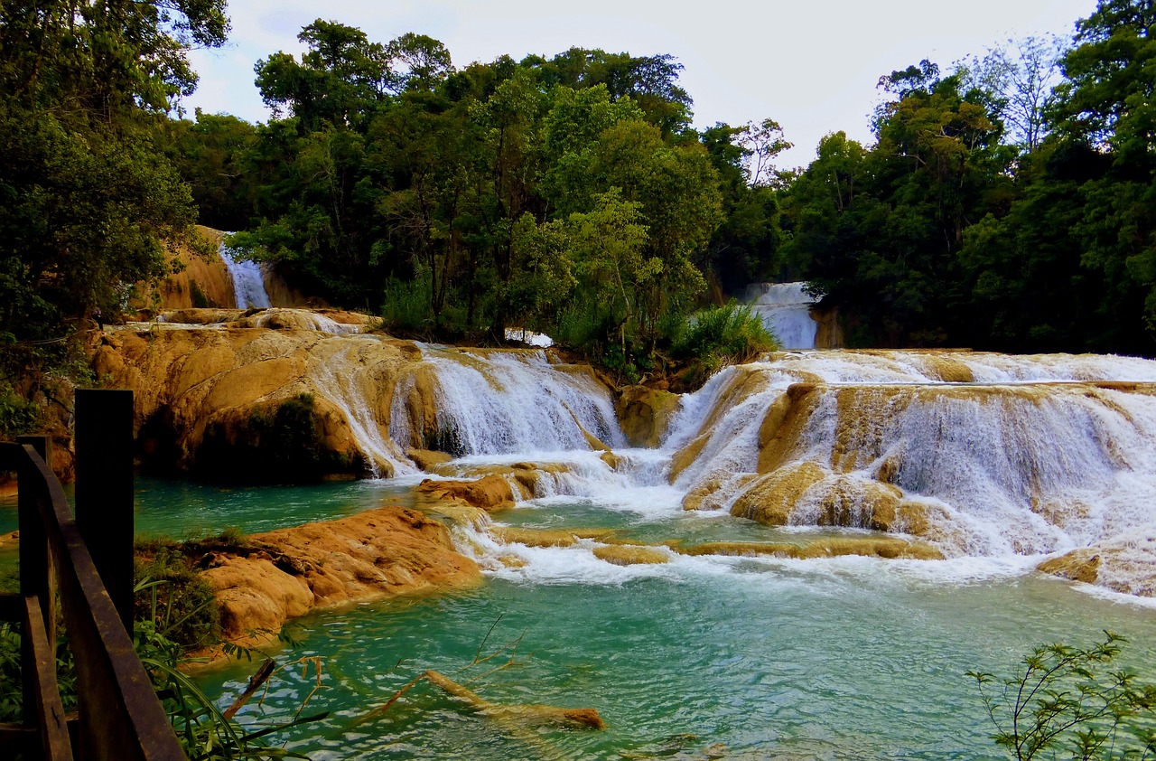 mexico  cascade  aqua azul free photo