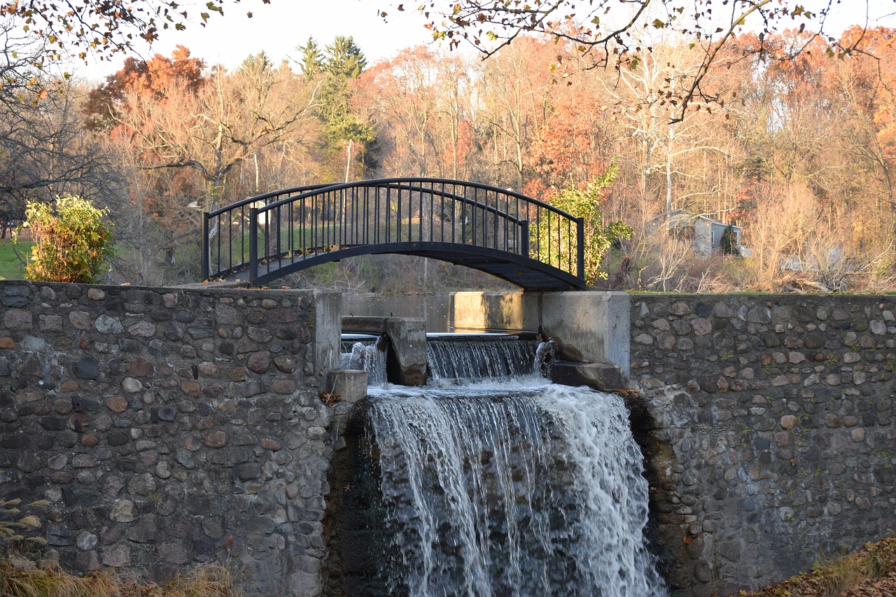 michigan footbridge waterfall free photo