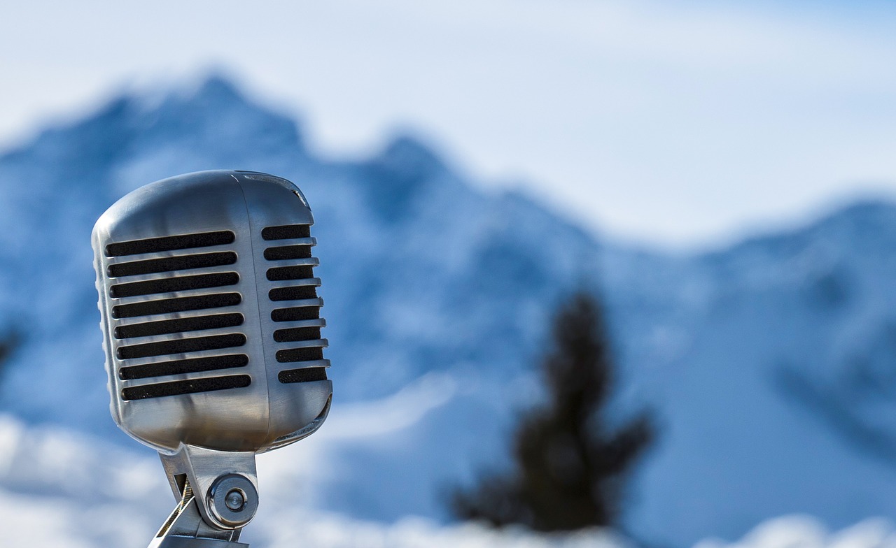 microphone mountains snow free photo