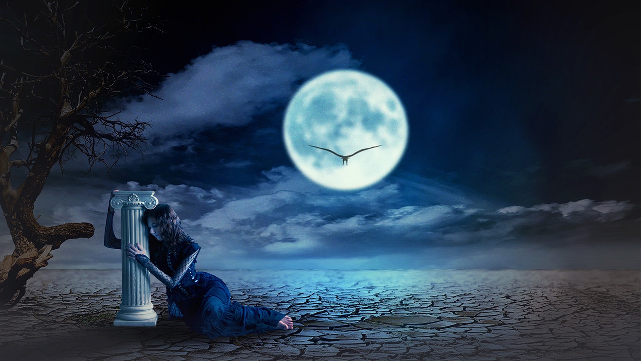 midnight fantasy photo manipulation moon free photo