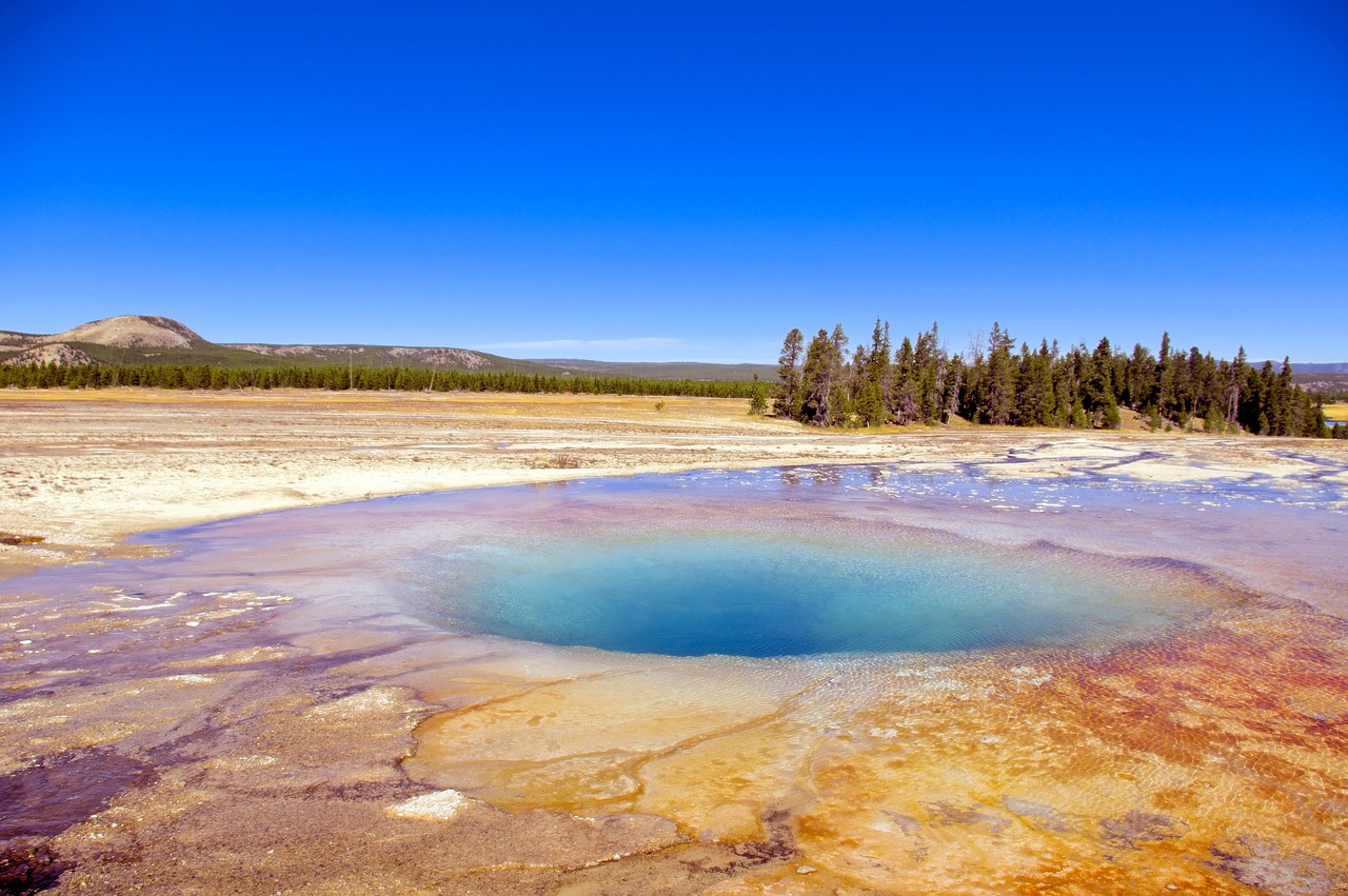 midway geyser basin's opal pool  hot  pool free photo