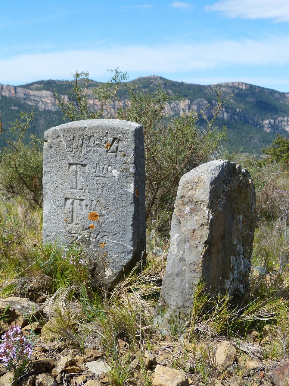 milestone boundary stone cross term free photo