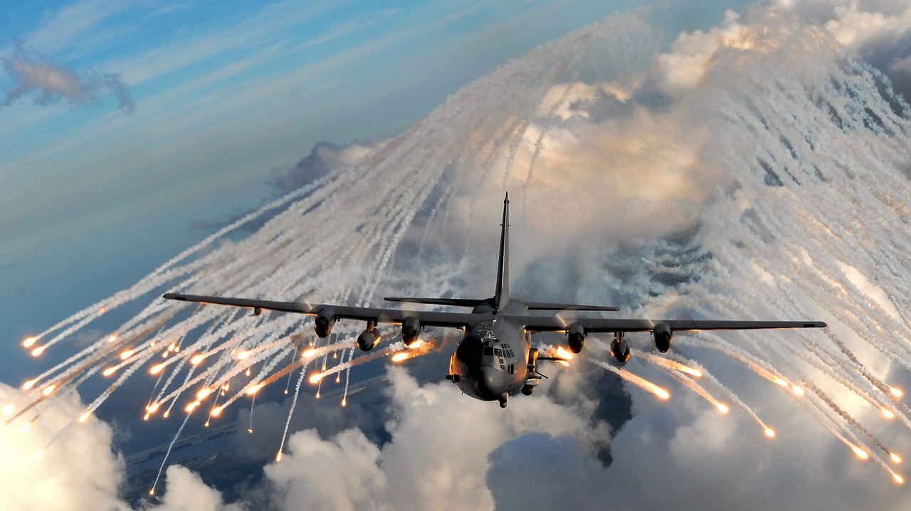 military aircraft flares drop free photo