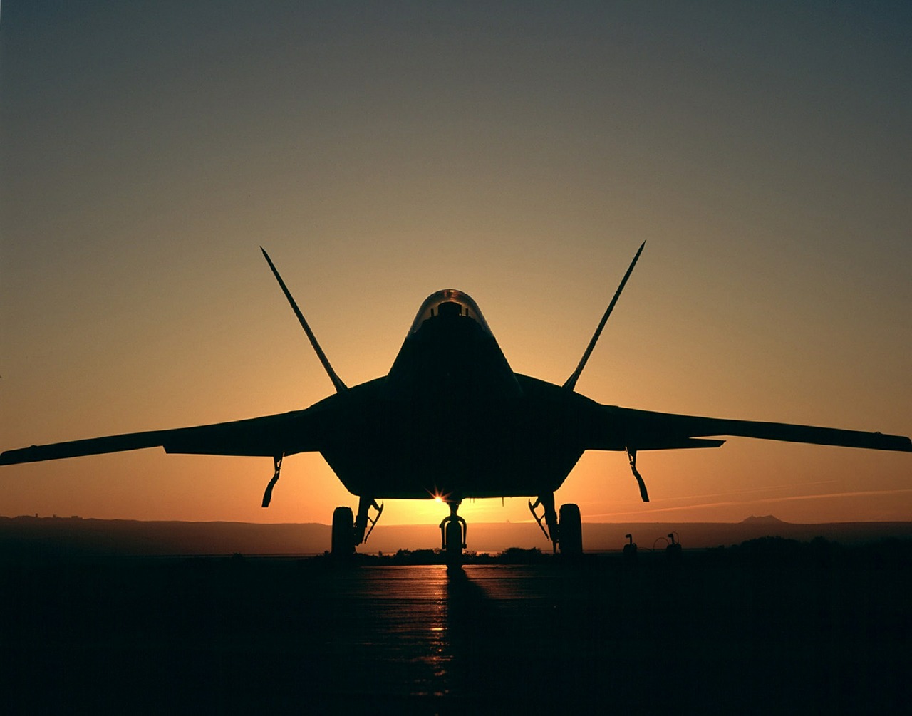 military aircraft silhouette sunset jet free photo