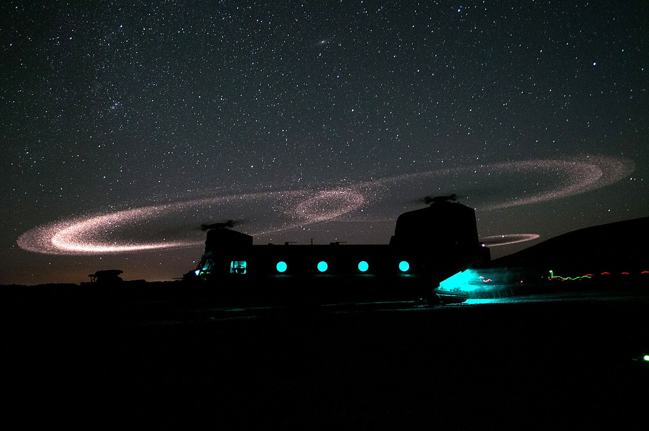 military chinook helicopter night ground free photo