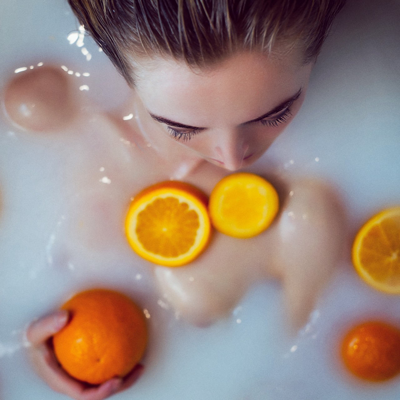 milk orange bath free photo