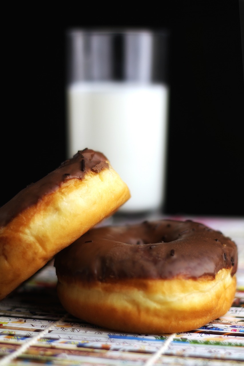 milk  donuts  chocolate free photo