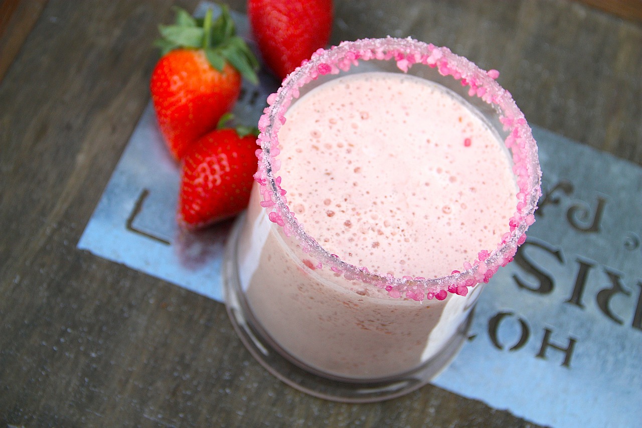 milk shake sprinkles strawberries free photo
