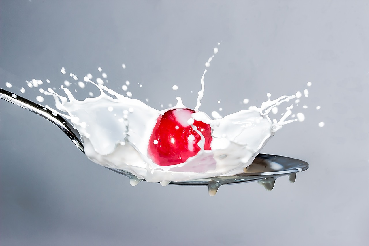 milk splash milk cherry free photo