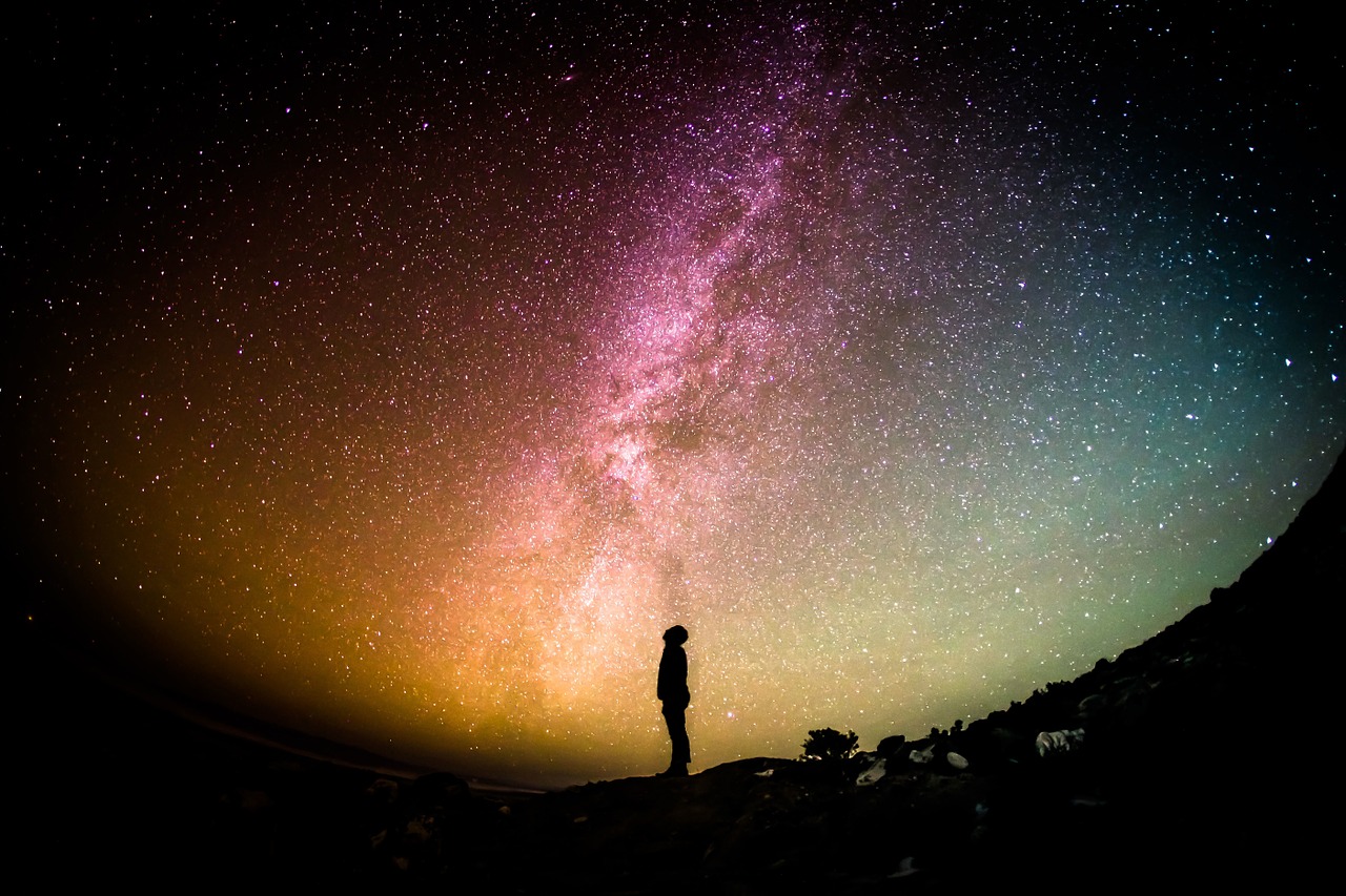 milky way universe person free photo