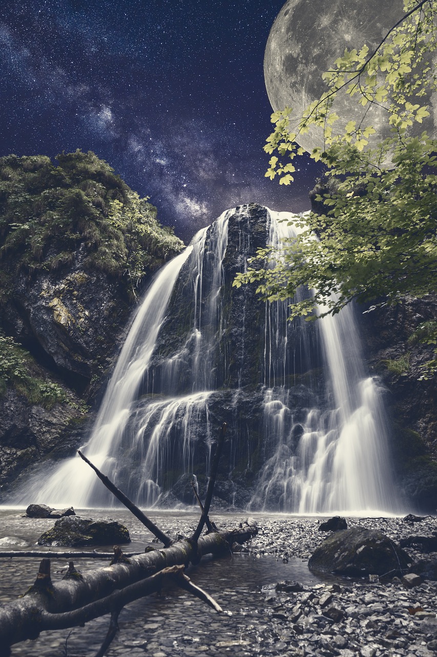 milky way  waterfall  water free photo