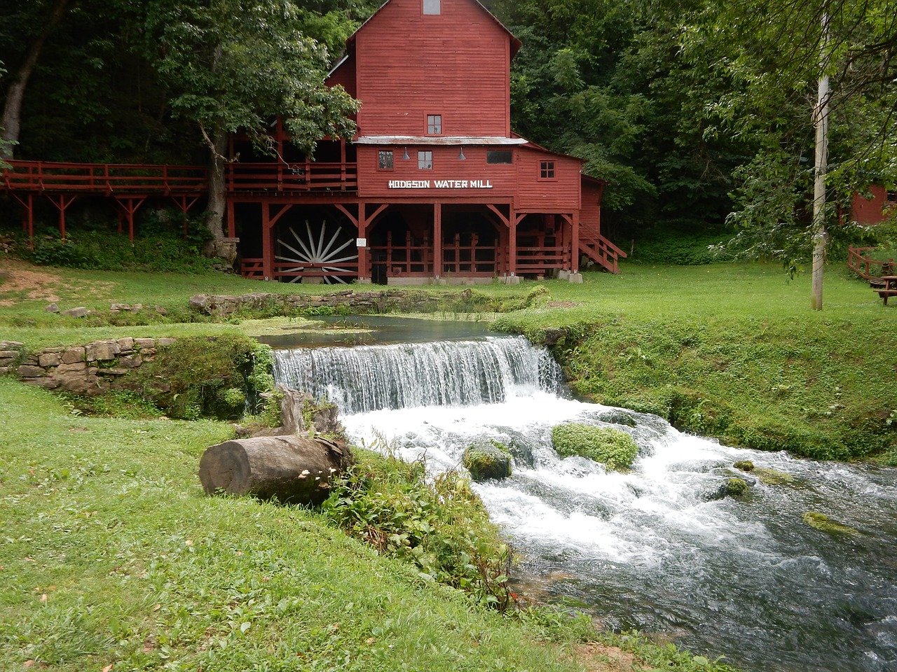 mill building waterfall free photo