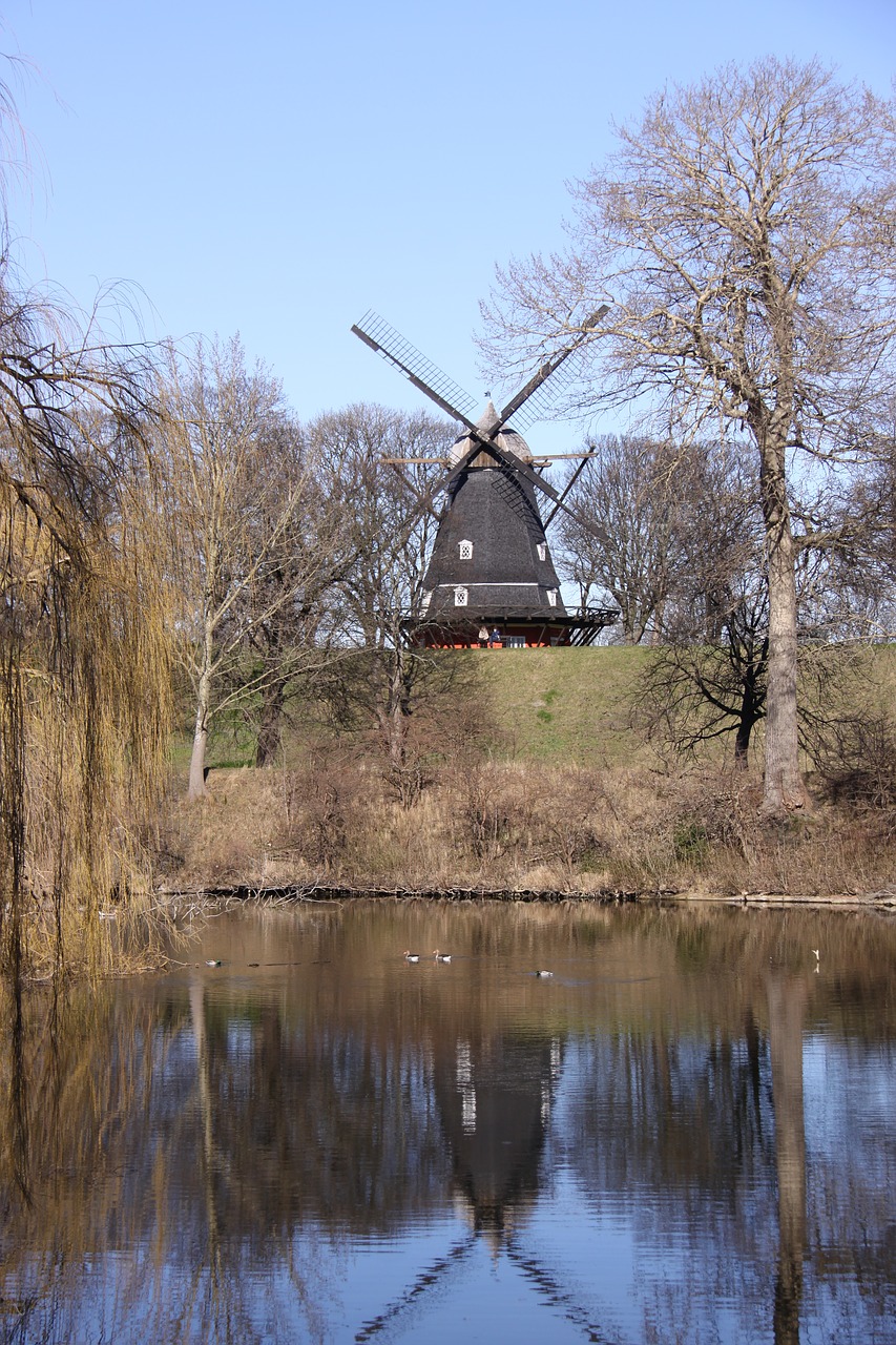 mill mirroring blue free photo