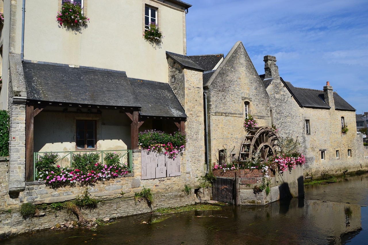 mill facade fleurie river free photo